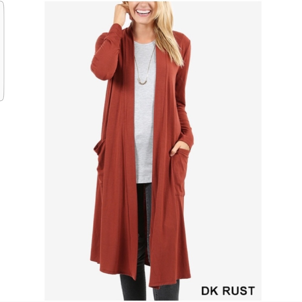 Long Cardigan in Rust